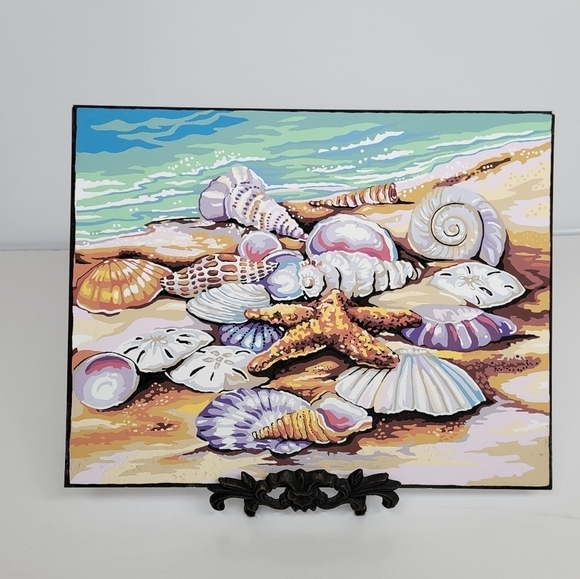 Shells Paint by Number Finished Acrylic Painting Finished 14 by 11 - Picture 3 of 17